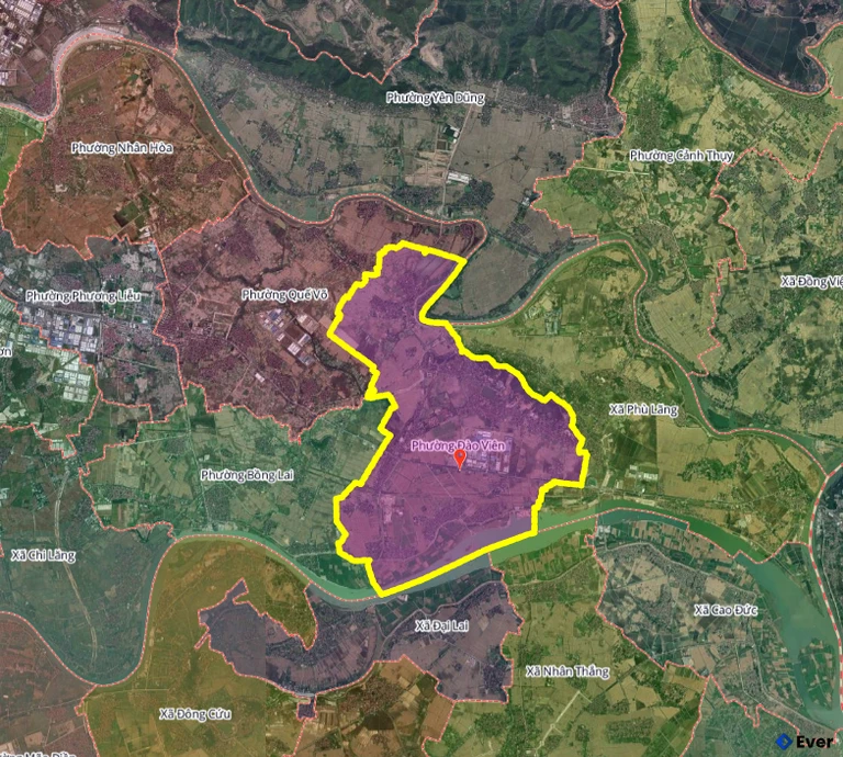 Bản đồ phường Đào Viên, Bắc Ninh sau sáp nhập