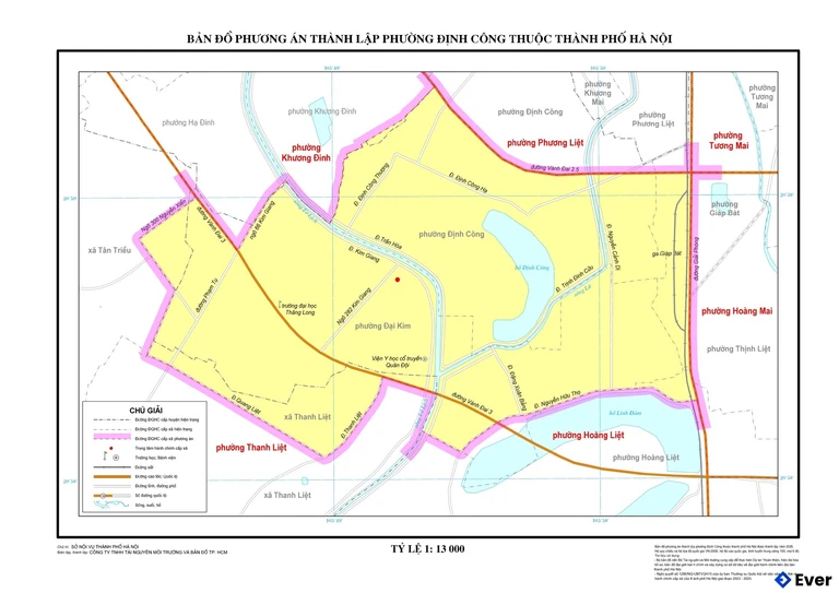 Bản đồ phường Định Công sau sáp nhập