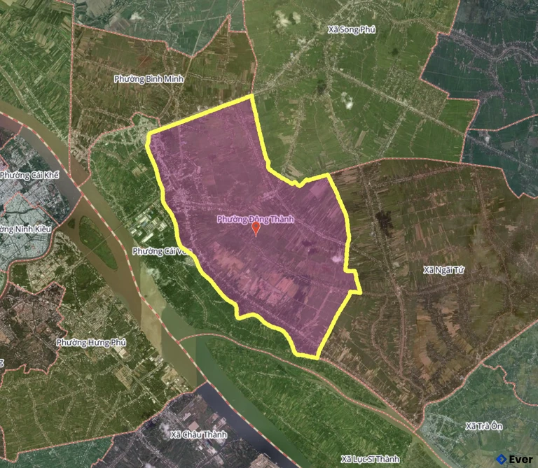 Bản đồ phường Đông Thành, Vĩnh Long sau sáp nhập