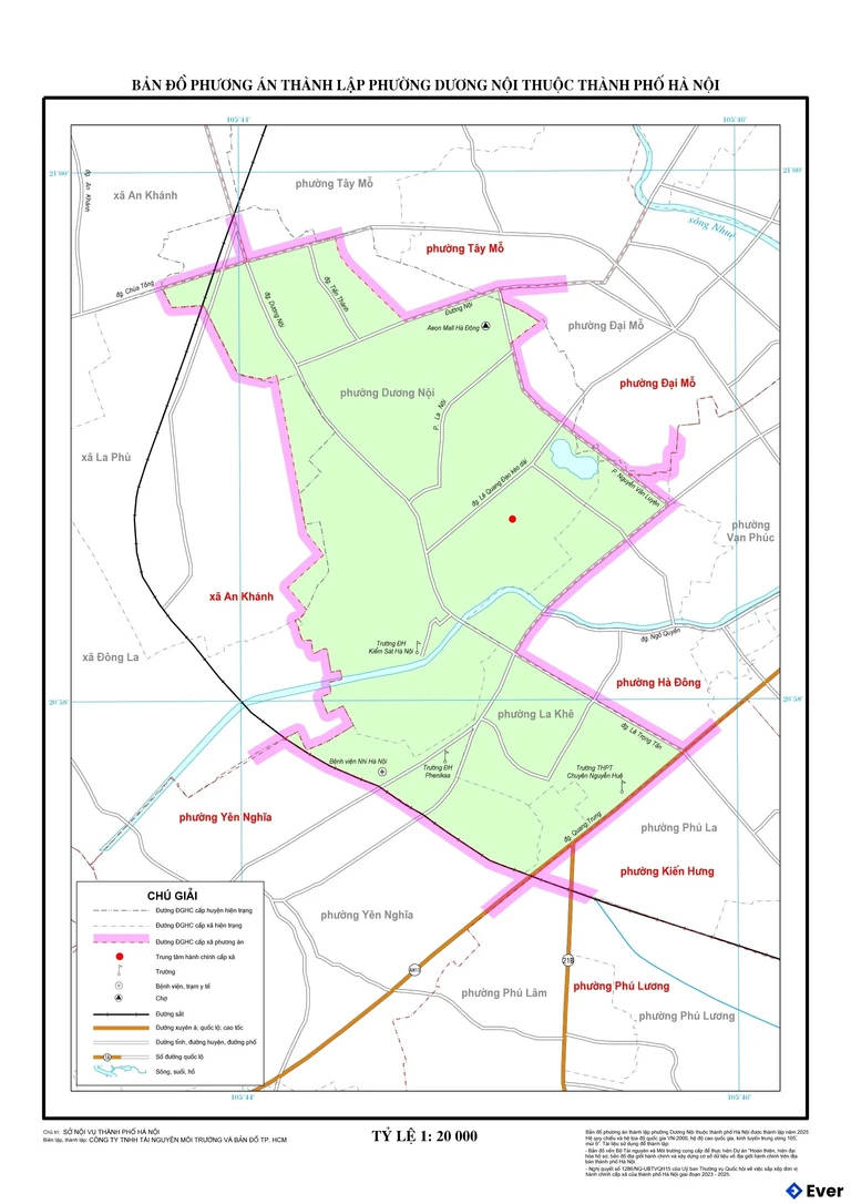 Bản đồ phường Dương Nội sau sáp nhập