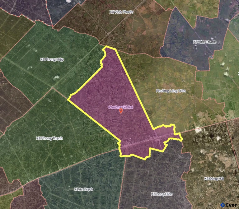 Bản đồ phường Giá Rai, Cà Mau sau sáp nhập