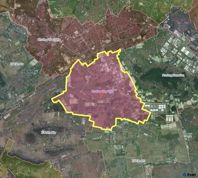 Bản đồ phường Hạp Lĩnh sau sáp nhập