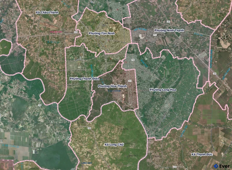 Bản đồ phường Hòa Thành sau sáp nhập