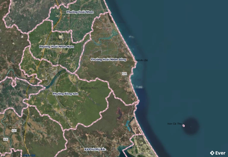 Bản đồ phường Hoài Nhơn Đông, Gia Lai sau sáp nhập