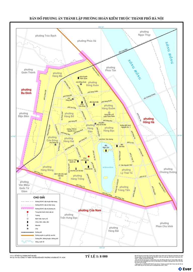 Bản đồ phường Hoàn Kiếm sau sáp nhập