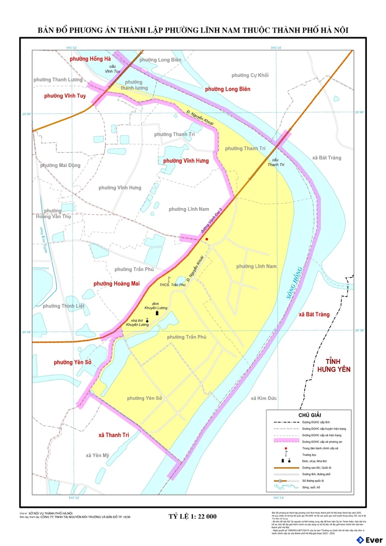 Bản đồ phường Lĩnh Nam sau sáp nhập