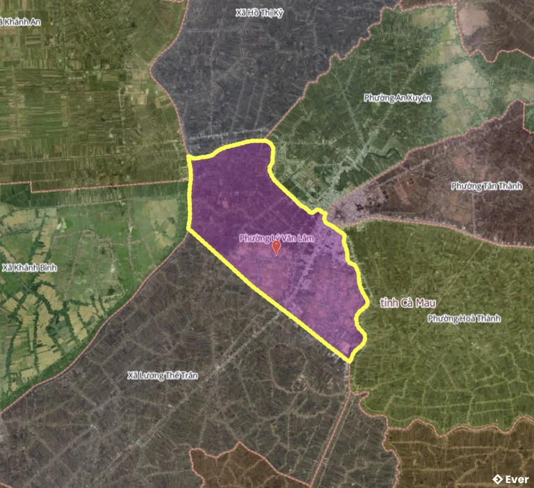 Bản đồ phường Lý Văn Lâm, Cà Mau sau sáp nhập