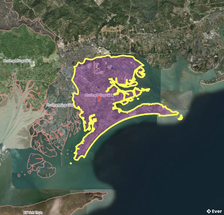 Bản đồ phường Móng Cái 1 sau sáp nhập