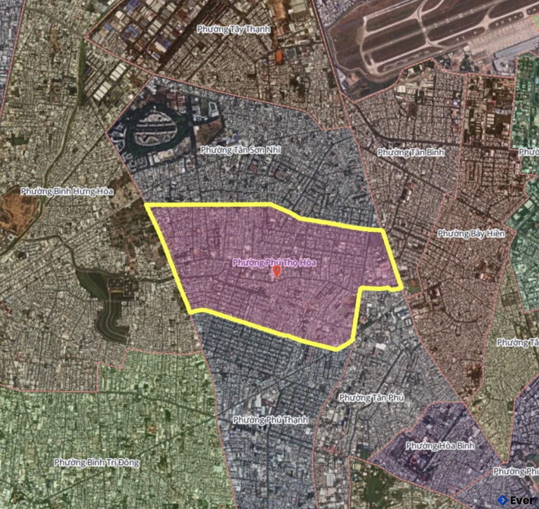 Bản đồ phường Phú Thọ Hòa, thành phố Hồ Chí Minh sau sáp nhập