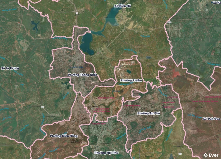 Bản đồ phường Pleiku, Gia Lai sau sáp nhập