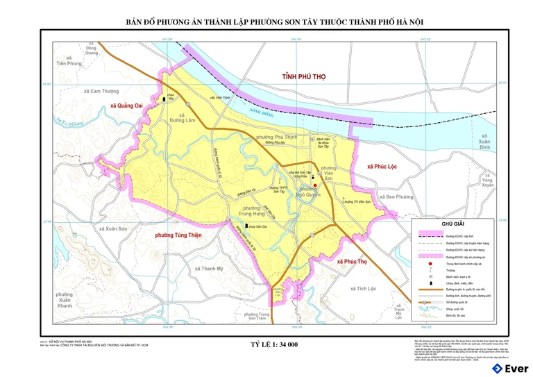 Bản đồ phường Sơn Tây, Hà Nội sau sáp nhập