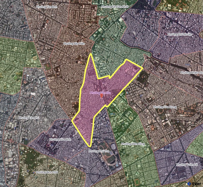 Bản đồ phường Tân Hòa, thành phố Hồ Chí Minh sau sáp nhập