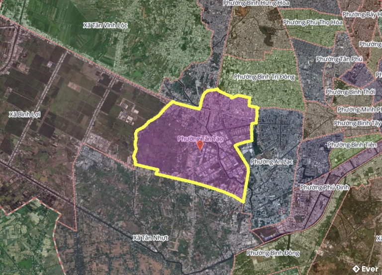 Bản đồ phường Tân Tạo, thành phố Hồ Chí Minh sau sáp nhập