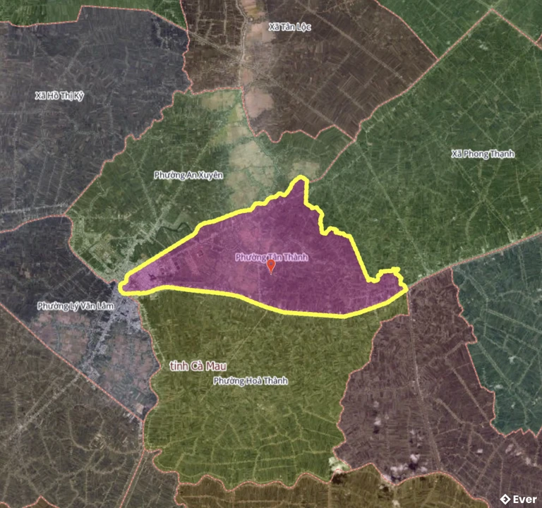 Bản đồ phường Tân Thành, Cà Mau sau sáp nhập