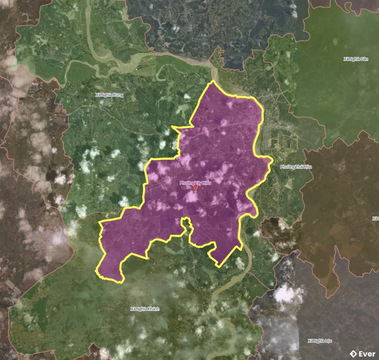 Bản đồ phường Tây Hiếu, Nghệ An sau sáp nhập