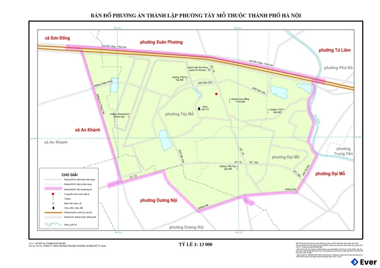 Bản đồ phường Tây Mỗ sau sáp nhập