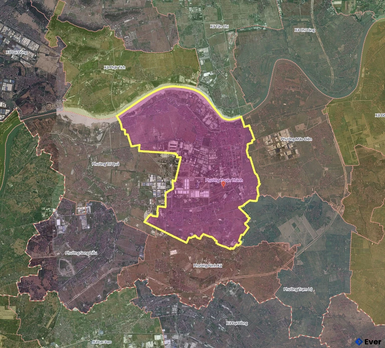 Bản đồ phường Thuận Thành sau sáp nhập