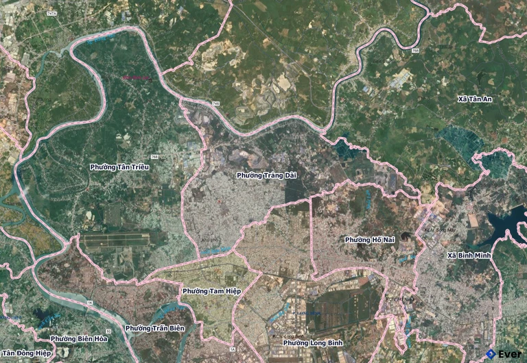 Bản đồ phường Trảng Dài sau sáp nhập