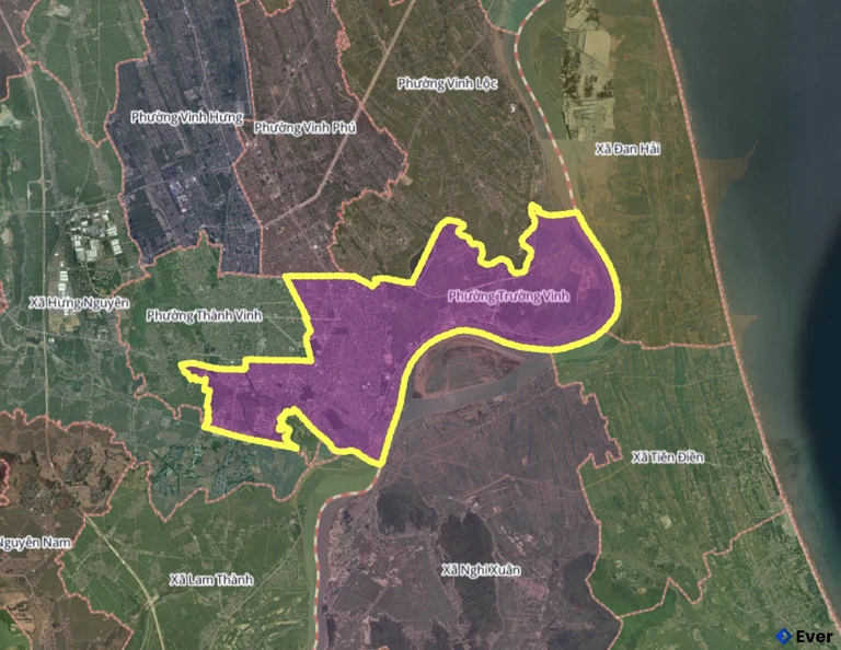 Bản đồ phường Trường Vinh, Nghệ An sau sáp nhập