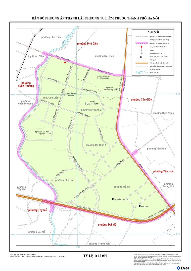 Bản đồ phường Từ Liêm, Hà Nội sau sáp nhập