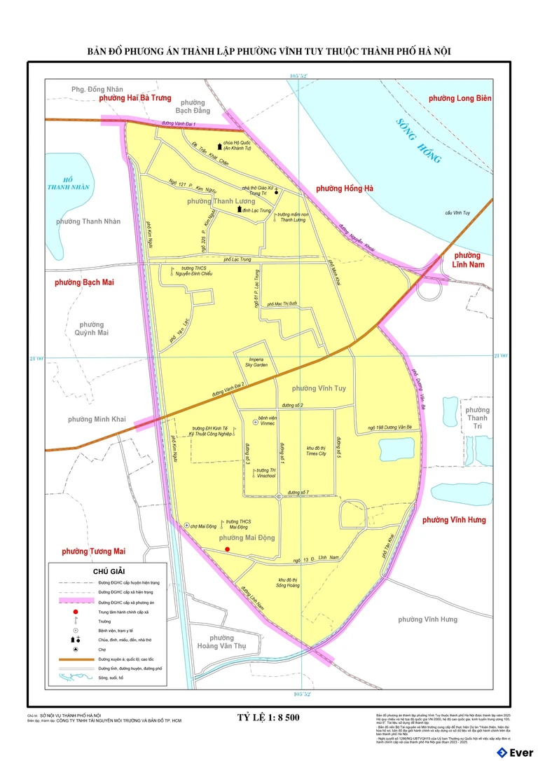 Bản đồ phường Vĩnh Tuy sau sáp nhập