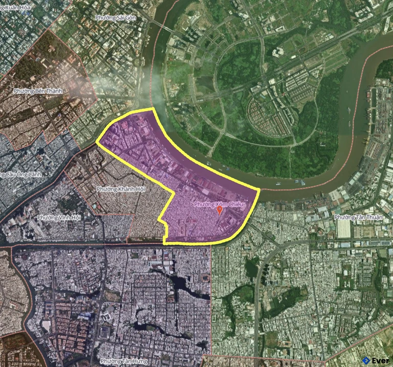 Bản đồ phường Xóm Chiếu, thành phố Hồ Chí Minh sau sáp nhập