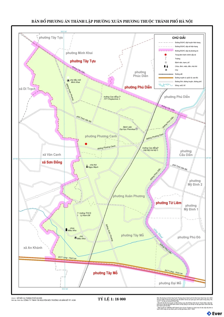 Bản đồ phường Xuân Phương, Hà Nội sau sáp nhập
