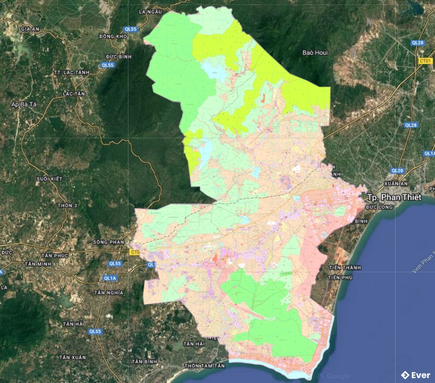 Bản đồ quy hoạch Huyện Hàm Thuận Nam