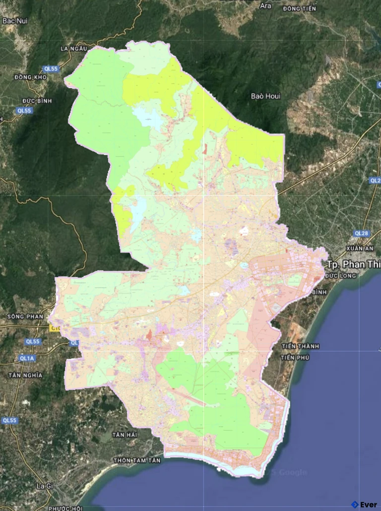 Bản đồ quy hoạch huyện Hàm Thuận Nam