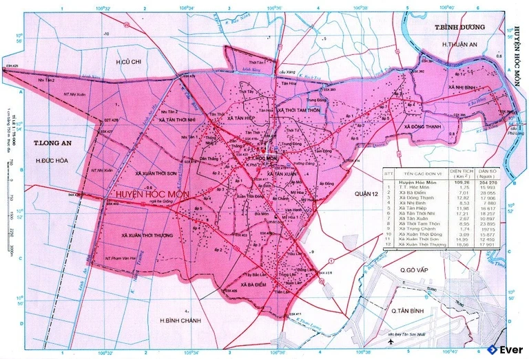 Bản đồ quy hoạch huyện Hóc Môn