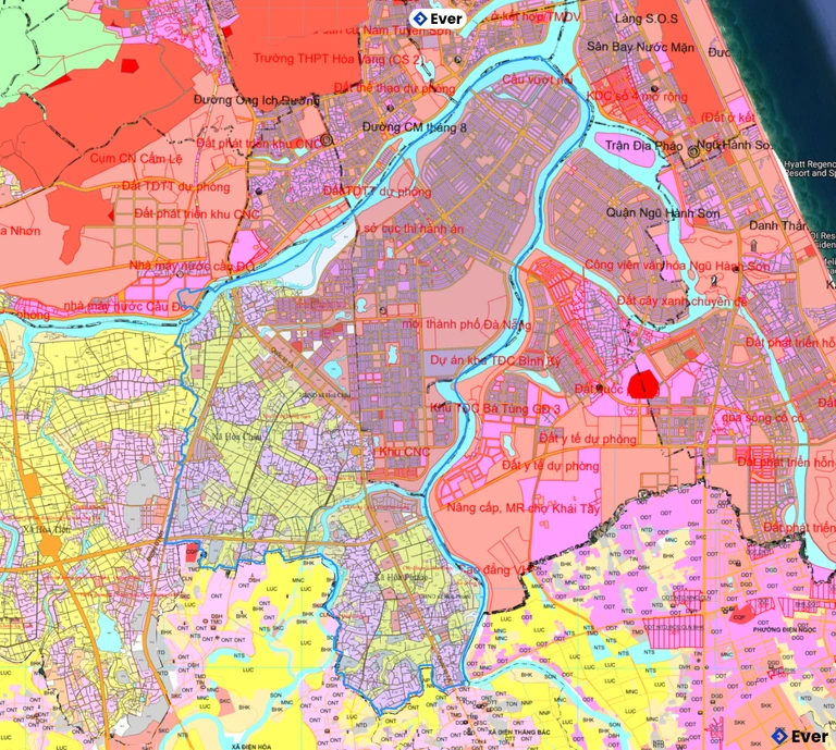 Bản đồ quy hoạch phường Hòa Xuân sau sáp nhập