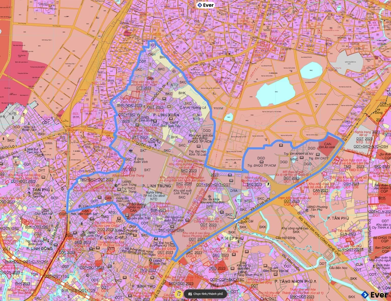 Bản đồ quy hoạch phường Linh Xuân
