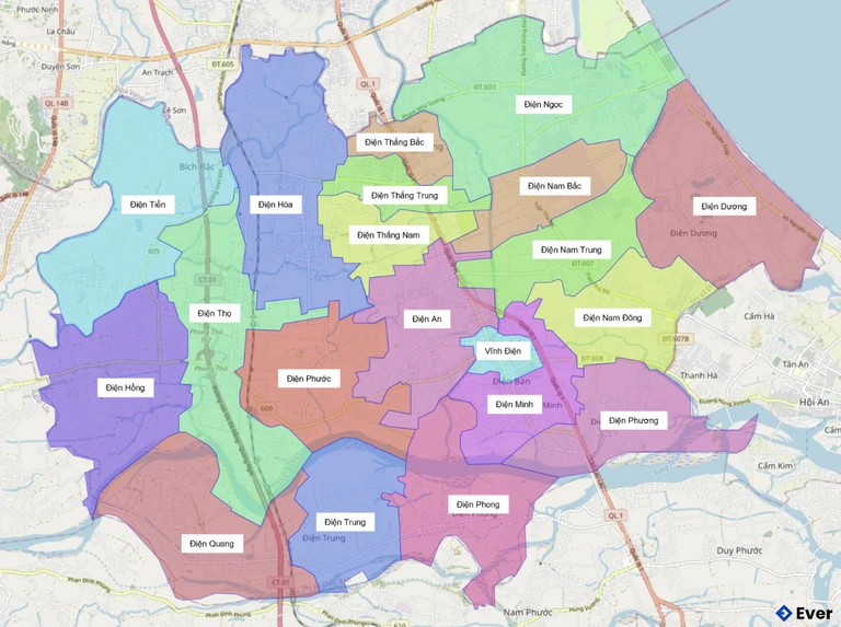 Bản đồ quy hoạch thị xã Điện Bàn