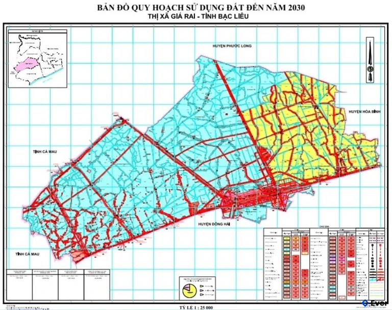 Bản đồ quy hoạch Thị xã Giá Rai