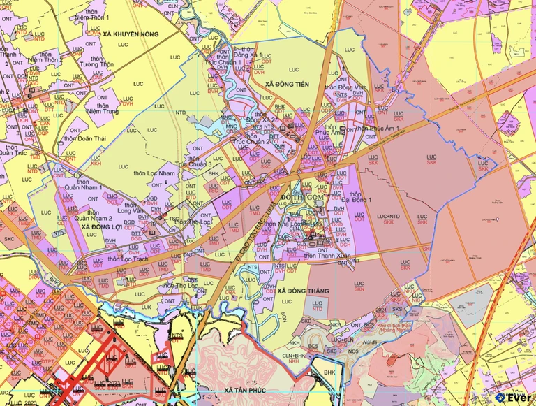 Bản đồ quy hoạch xã Đồng Tiến
