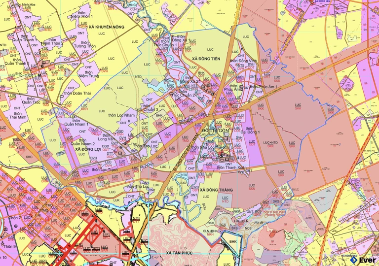 Bản đồ quy hoạch xã Đông Tiến