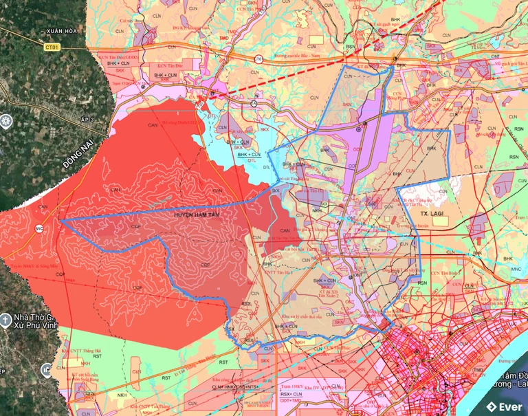 Bản đồ quy hoạch xã Hàm Tân