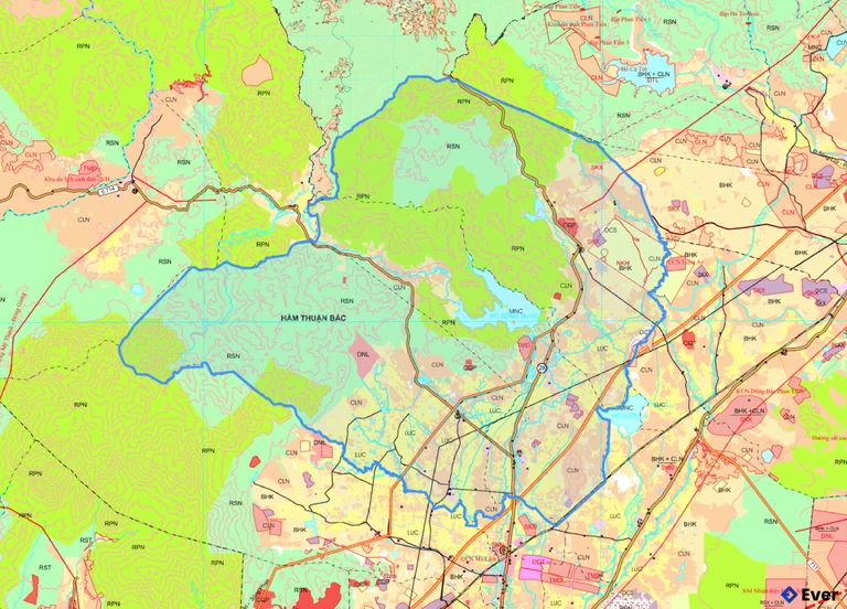 Bản đồ quy hoạch xã Hàm Thuận Bắc