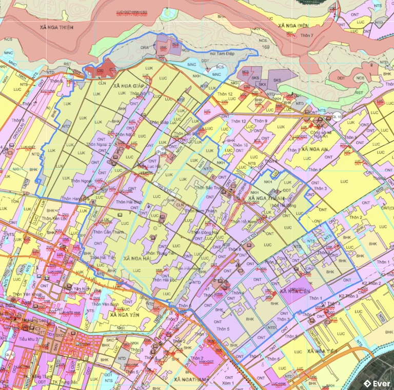Bản đồ quy hoạch xã Hồ Vương