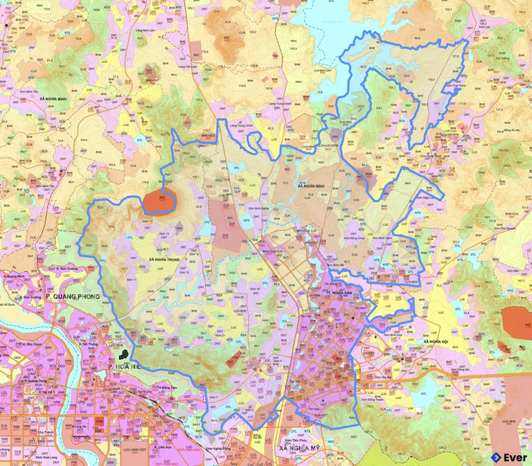 Bản đồ quy hoạch xã Nghĩa Đàn