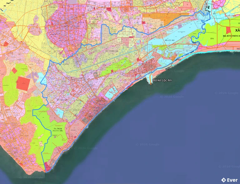 Bản đồ quy hoạch xã Phước Hải sau sáp nhập