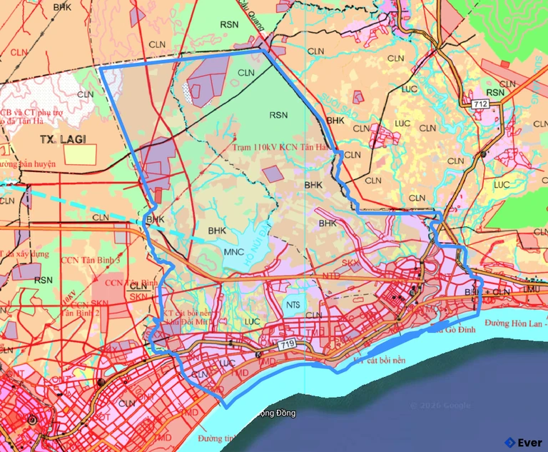 Bản đồ quy hoạch xã Tân Hải