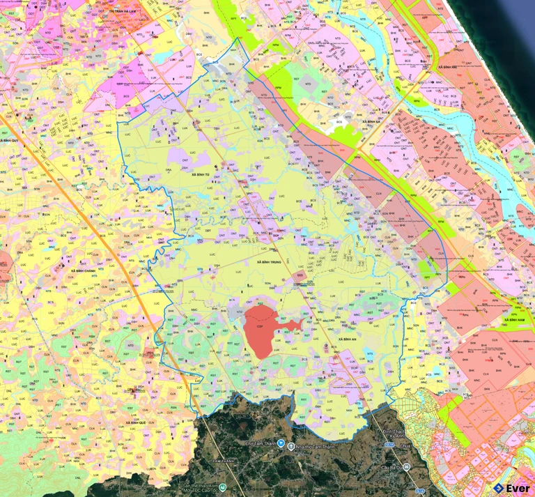 Bản đồ quy hoạch xã Thăng Điền sau sáp nhập