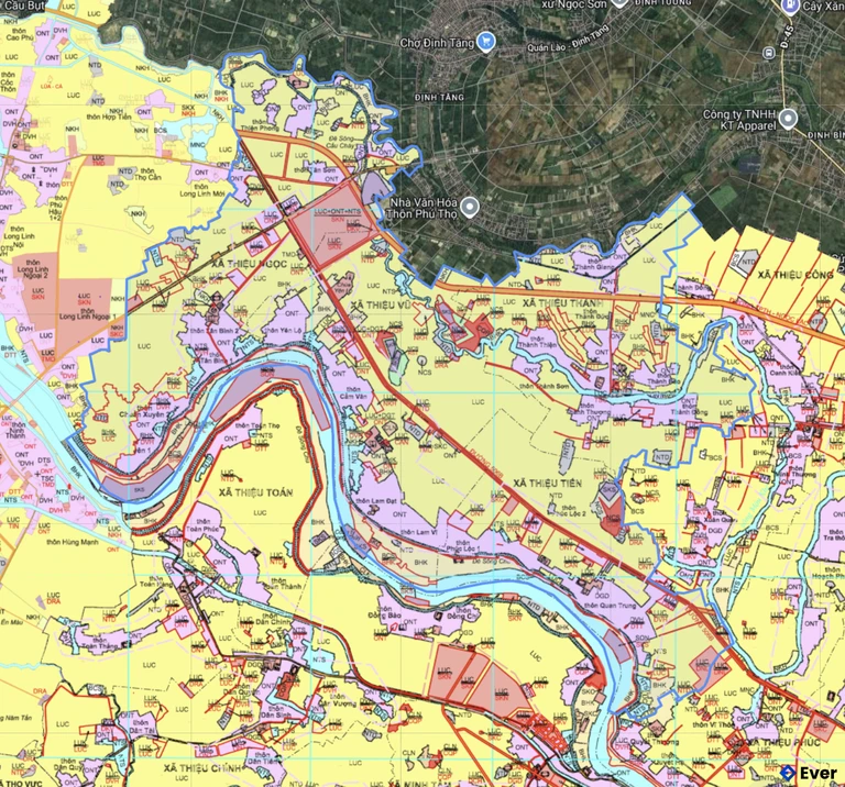 Bản đồ quy hoạch xã Thiệu Tiến