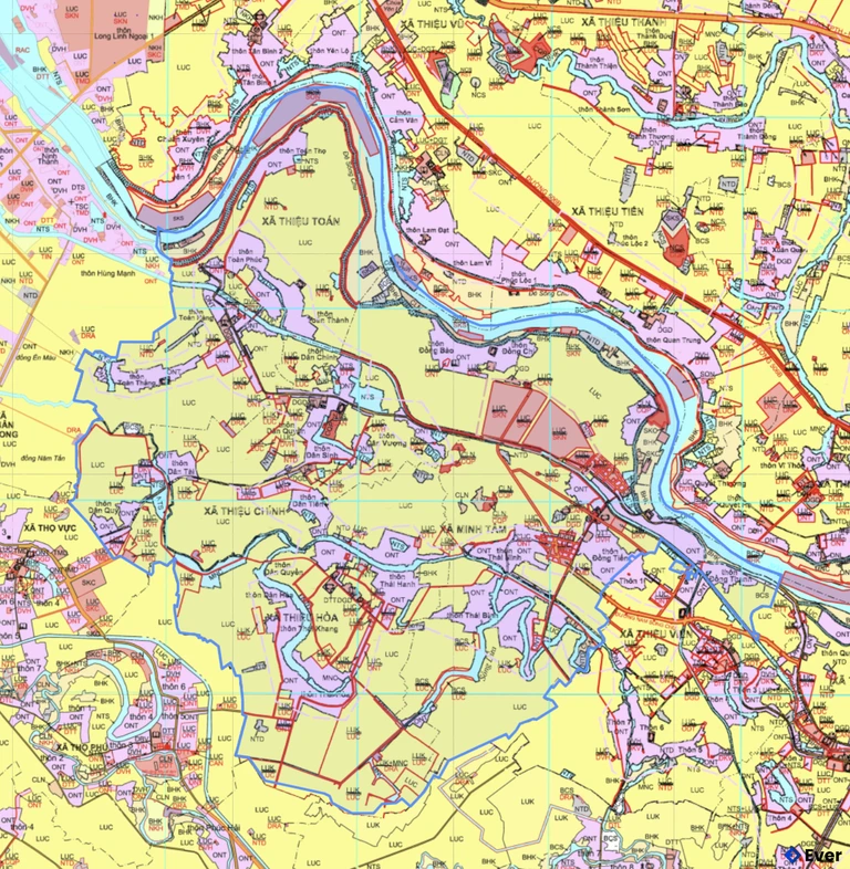 Bản đồ quy hoạch xã Thiệu Toán