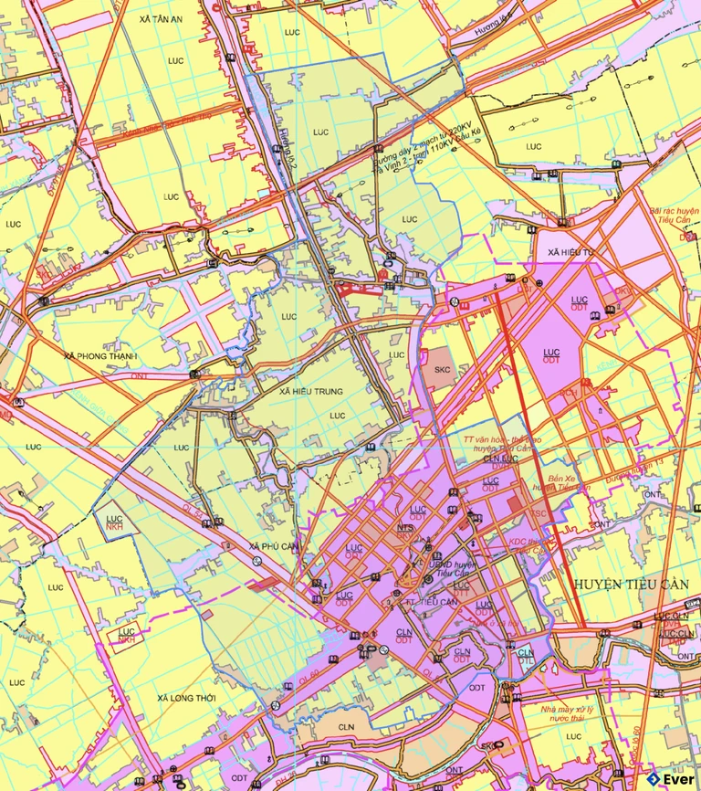Bản đồ quy hoạch xã Tiểu Cần