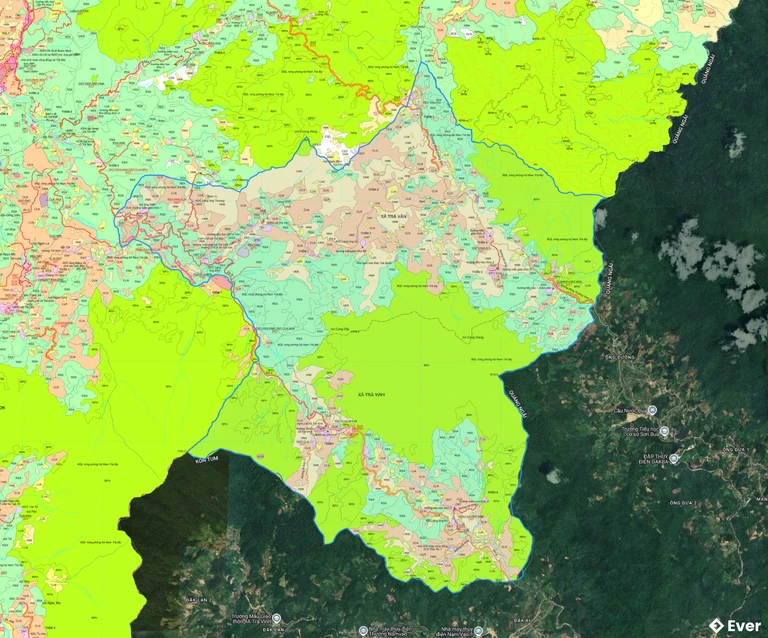 Bản đồ quy hoạch xã Trà Vân sau sáp nhập