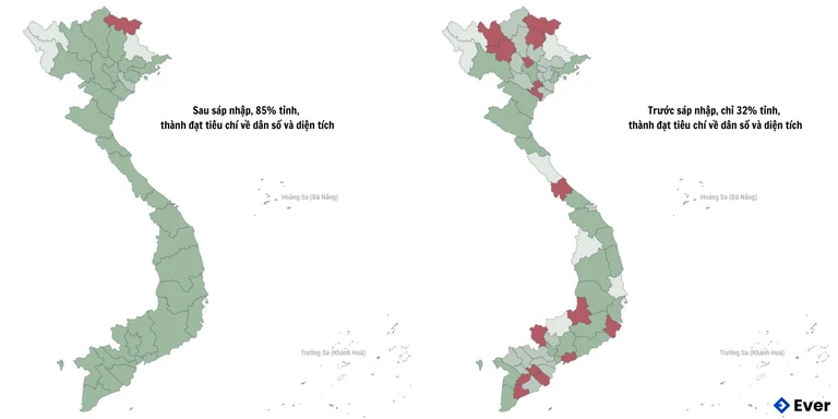 Bản đồ tinh gọn bộ máy hành chính Việt Nam