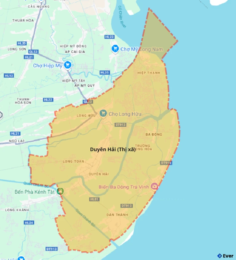 Bản đồ vệ giao thông thị xã Duyên Hải