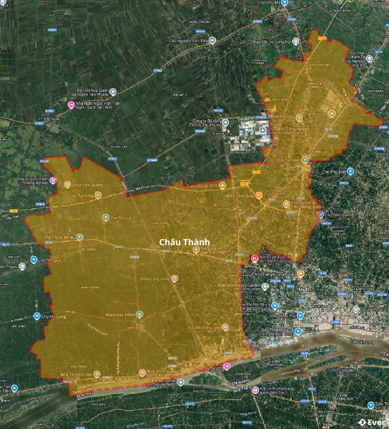 Bản đồ vệ tinh huyện Châu Thành